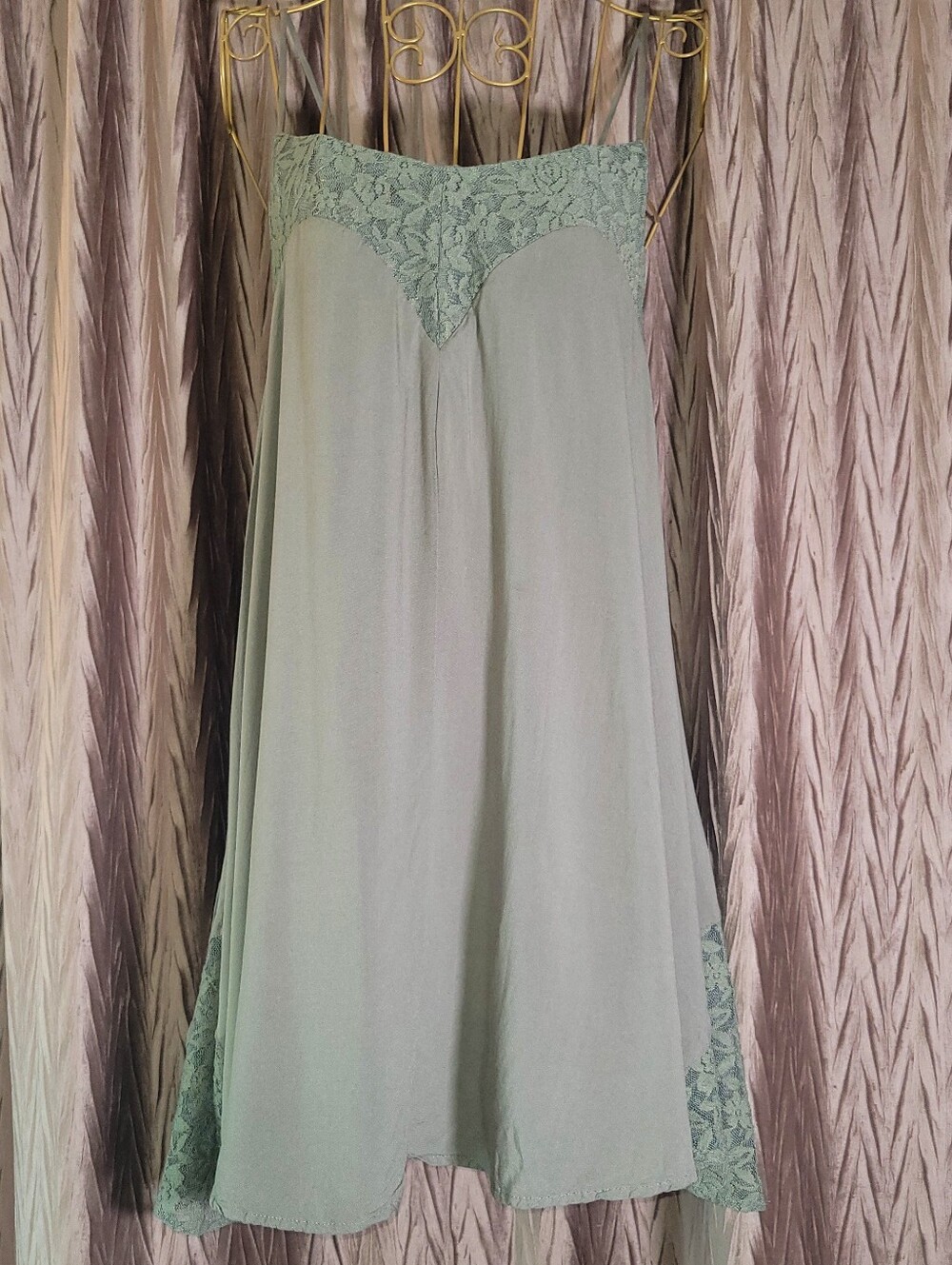 Staccato Sage Green Lace Yoke Babydoll Dress Size Small